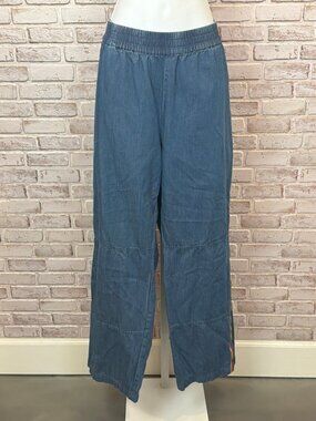 Johnny Was Workshop Wide Leg Denim Pants Rainbow Stripe Butterfly Size Large